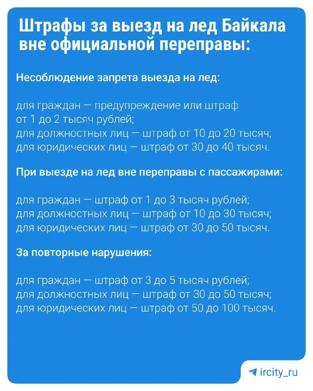 Закон устанавливает ответственность за выезд на лёд Байкала вне официальных переправ. Власти готовятся к следующему зимнему сезону, названы исключения для служб и организаций.