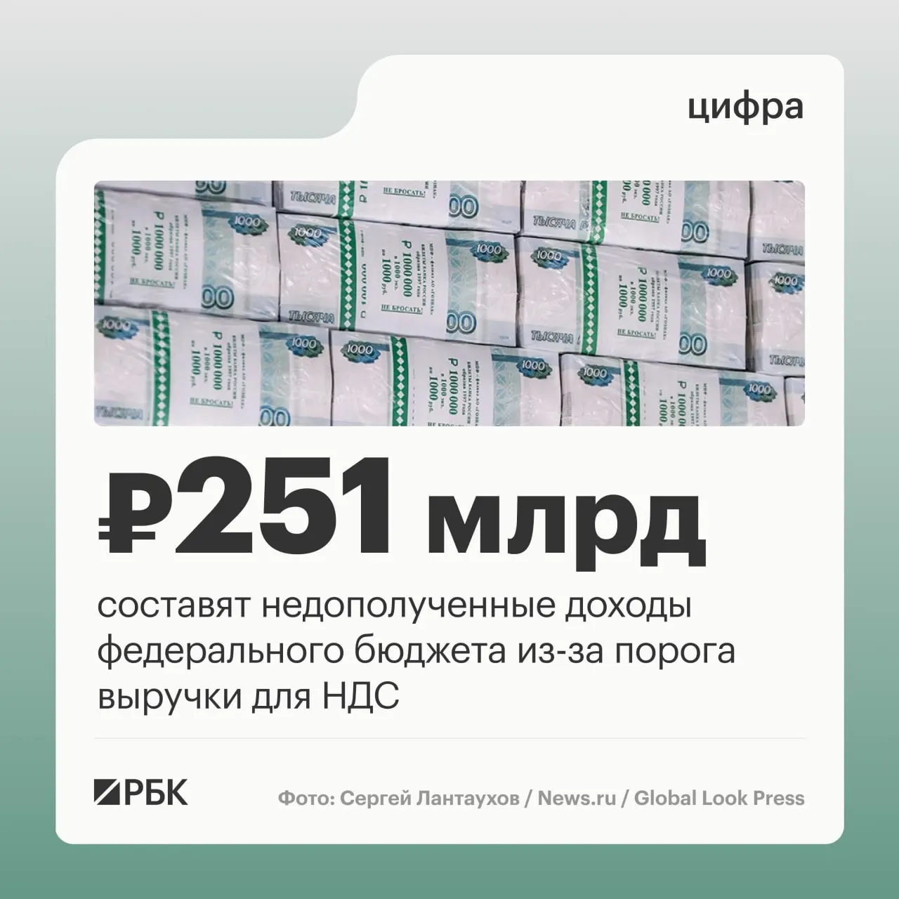 Пояснительная записка к законопроекту утверждает, что при сохранении порога выручки для уплаты НДС в 20 млн руб. до 2029 года бюджет недополучит 251,1 млрд руб.; большая часть потерь ожидается в 2028–2029 годах.
